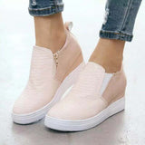 Women's Hidden Fashion Wedge Sneaker Shoes Side Zipper Loafers Casual Outdoor