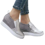 Women's Hidden Fashion Wedge Sneaker Shoes Side Zipper Loafers Casual Outdoor