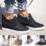Women's Hidden Fashion Wedge Sneaker Shoes Side Zipper Loafers Casual Outdoor