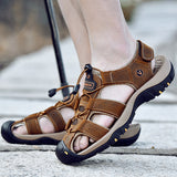 Men's Summer Beach Sandals Shoes Closed Toe Outdoor Walking Anti-Slip Breathable