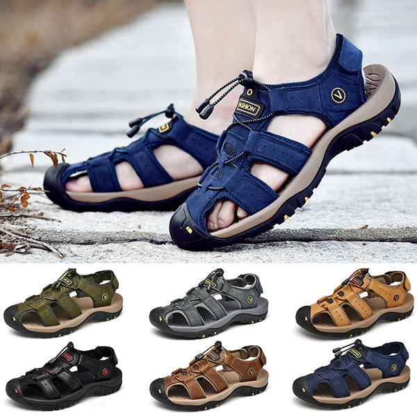 Men's Summer Beach Sandals Shoes Closed Toe Outdoor Walking Anti-Slip Breathable