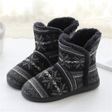 Womens Boots Winter Boots Thermal Shoes Indoor Slippers Snowflake Print Plush