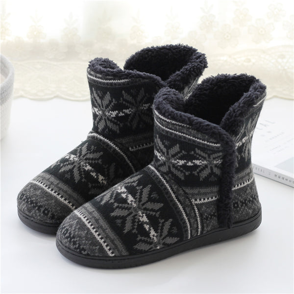 Womens Boots Winter Boots Thermal Shoes Indoor Slippers Snowflake Print Plush