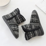 Womens Boots Winter Boots Thermal Shoes Indoor Slippers Snowflake Print Plush
