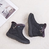 Women's Waterproof Warm Ankle Boots Ladies Fur Lined  Zipper Ankle Booties