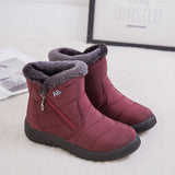 Women's Waterproof Warm Ankle Boots Ladies Fur Lined  Zipper Ankle Booties