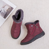 Women's Waterproof Warm Ankle Boots Ladies Fur Lined  Zipper Ankle Booties