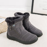 Women's Waterproof Warm Ankle Boots Ladies Fur Lined  Zipper Ankle Booties