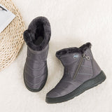 Women's Waterproof Warm Ankle Boots Ladies Fur Lined  Zipper Ankle Booties