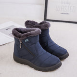 Women's Waterproof Warm Ankle Boots Ladies Fur Lined  Zipper Ankle Booties