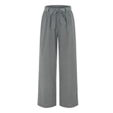 Women Side Slit Wide Leg Loungewear Solid Color Casual Bottoms High Waisted Summer Palazzo Pants
