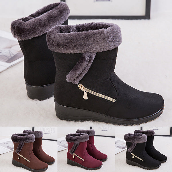 Ladies Womens Winter Boots Snow Fur Warm Comfy Casual Fashion Mid Calf Shoe Size