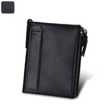 Men RFID Block Wallet Crazy Horse Leather Zipper Card Coin Pocket Bifold Wallet