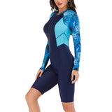 Women One Piece Swimsuit Long Sleeve Beachwear Rashguard Boyleg Front Zipper Diving Surfing Wetsuit Racerback Athletic Training Swimwear