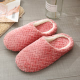 Unisex Plush Home Slippers Indoor Winter Warm Slip On Flat Shoes Anti-Slip