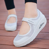 Women's Sneakers Magic Tape Wedge Trainers Casual Air Cushion Shoes Lightweight