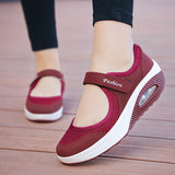 Women's Sneakers Magic Tape Wedge Trainers Casual Air Cushion Shoes Lightweight