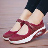 Women's Sneakers Magic Tape Wedge Trainers Casual Air Cushion Shoes Lightweight