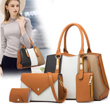 4 Pieces Set Tote Shoulder Handbag for Women, Fashion Top Handle Crossbody Bag Leather Satchel Purse Travel Business Bag