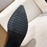 Womens Mid Calf Boots Pointed Toe Chunky Heel Booties Pull On Casual Shoes Sizes