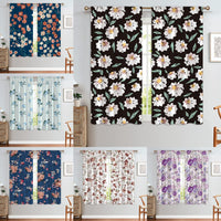 1 Piece Semi-Blackout Slot Top Floral Printed Short Window Curtain Rod Pocket Half Window Drapes Cafe Tier Kitchen Scarf Bathroom Valance
