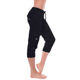 Women Yoga Workout Capris Pant with Pocket Plus Size Fitness Gym Cropped Pants