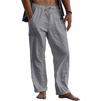 Linen Pants for Men Casual Loose Drastring Summer Pants Beach Pants with Pockets