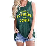Lumento Women Sunshine and Coffee Tank Tops Casual Summer Graphic Shirt Sleeveless Graphic Tee Shirts