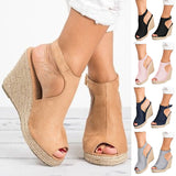 Womens Espadrilles Sandals Wedge Heel Ladies Summer Ankle Strap Platform Shoes