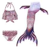 Kids Girls 3Pcs Mermaid Tail Swimming Bikini Set Swimwear Swimmable Costumes Kit