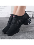 Ferndule Girls Round Toe Cheerleading Shoe Competition Breathable Lace Up Dance Sneakers Anti-Slip Shock Absorption Cheer Shoes Black 4.5