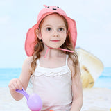 Toddler Baby UV Protection Sun Hats Cute Cartoon Beach Swim Caps Foldable Wide Brim Fisherman Bucket Hats for Girl Boy Kids