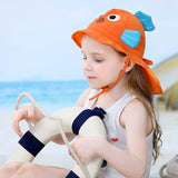 Toddler Baby UV Protection Sun Hats Cute Cartoon Beach Swim Caps Foldable Wide Brim Fisherman Bucket Hats for Girl Boy Kids