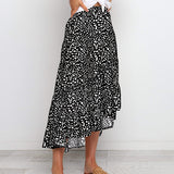 Womens High Waist Polka Dot Pleated Skirt Midi Swing Skirt