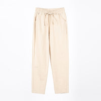 Ladies Cotton Elastic Waisted Pants Women Tapered Trousers Pockets Summer Solid Color Casual Bottom