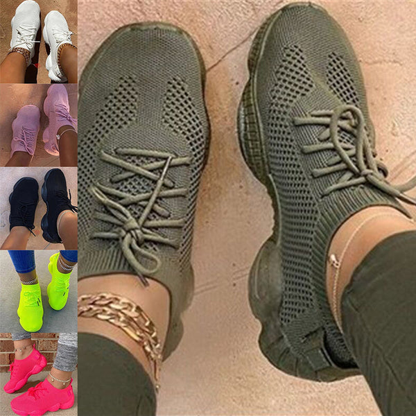 Women Mesh Sneakers Lace Up Casual Shoes Comfort Sport Running Fashion Trainers