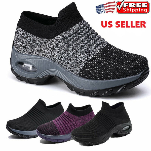 Unisex Trainers Air Cushion Breathable Sneakers Sport Pump Slip On Running Shoes