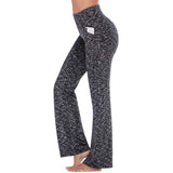 Women High Waist Stretch Yoga Pants Wide Leg Pocket Casual Flared Trousers Pants