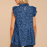 Women's Ruffled Floral Print Blouse Tops Ladies Casual Loose Sleeveless T Shirt