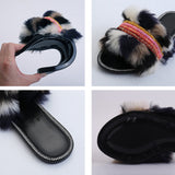 Women's Fuzzy Fuffly Slippers Slippers Crystal Open Toe Comfort Sandals Shoes