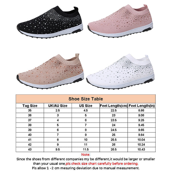 Womens Crystal Sock Sneakers Trainers Slip-on Running Gym Athletic Walking Shoes