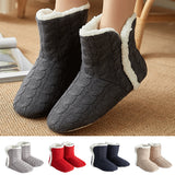 Womens Warm Bootie Slippers Fluffy Plush Pull On Indoor Outdoor Winter House Shoes