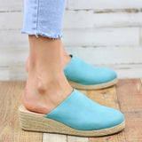 Womens Espadrilles Wedges Mule Shoes Platform Closed Toe Slip on Backless Slides
