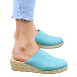 Womens Espadrilles Wedges Mule Shoes Platform Closed Toe Slip on Backless Slides