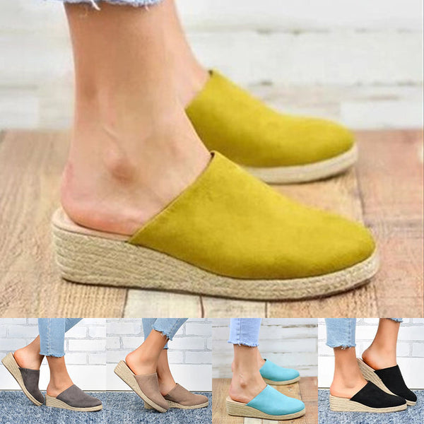 Womens Espadrilles Wedges Mule Shoes Platform Closed Toe Slip on Backless Slides