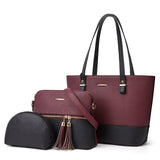 3Pcs/Set Women PU Leather Handbag Tote Crossbody Shoulder Bag Satchel Clutch Bag