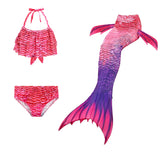 Kids Girls 3Pcs Mermaid Tail Swimming Bikini Set Swimwear Swimmable Costumes Kit