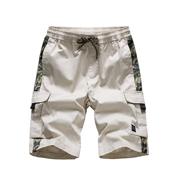 Men Camo Cotton Cargo Shorts Hiking Fishing Cargo Pant Multi Pockets Elasticated Waist