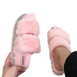 Womens Open Toe Winter Slippers Warm Slippers House Shoes Anti-Slip