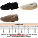 Womens Fluffy Plush Shoes Solid Color Slip On Casual Warm Round Toe Flat Slipper